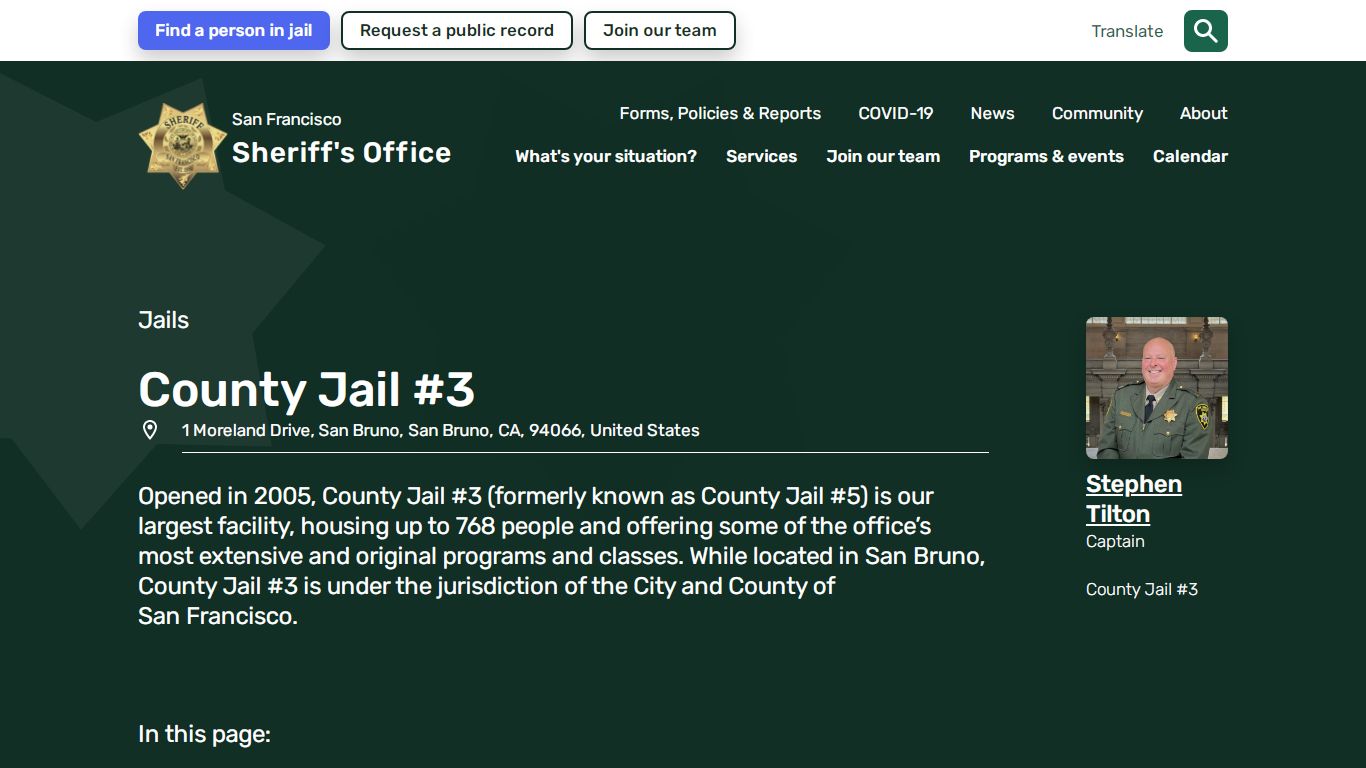 County Jail #3 | San Francisco Sheriff's Department